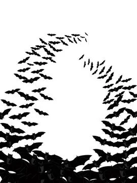 Flying bats vector objects on white Stock Illustration