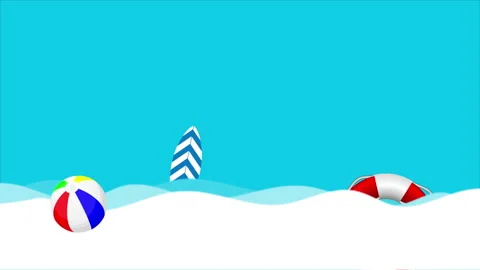 Flying beach elements in paper style Stock Footage 151656574