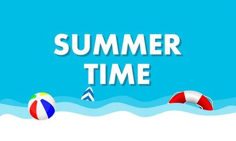 Flying beach elements in paper style 스톡 일러스트