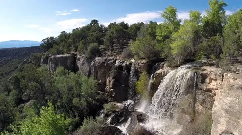 Flying by a beautiful waterfall. Stock Footage 53254306