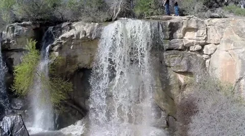 Flying by a beautiful waterfall. Stock Footage 53274556