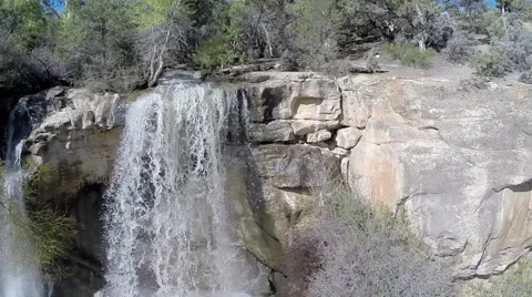 Flying by a beautiful waterfall. Stock Footage 53274590