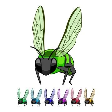 Flying bee cartoon character graphic creating honey イラスト素材