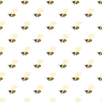 Flying bee cartoon characters creating seamless pattern イラスト素材
