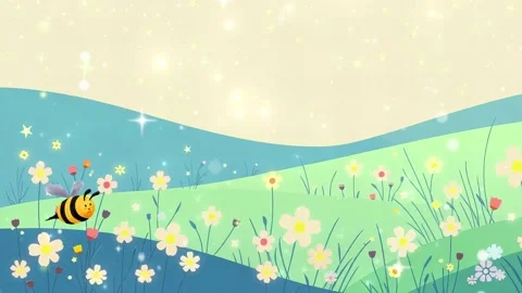 Flying Bee on The Flower Field: Bee Flying Around a Field Full of Flower with C Stock Footage 306505225