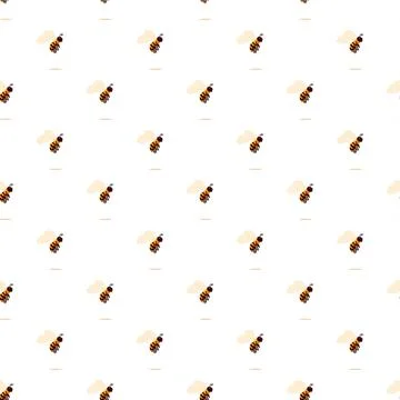 Flying bee seamless pattern creating a repeating background Ilustração Stock