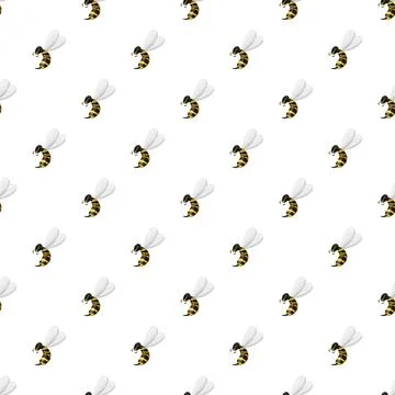 Flying bee seamless pattern on white background イラスト素材