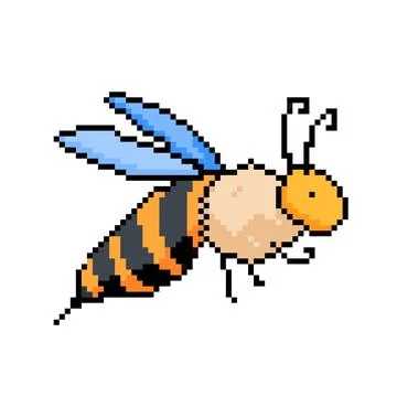 Flying bee vector pixel art Stock Illustration