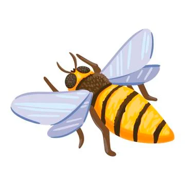 Flying bee, view from the back. Insect, honey earner. Vector illustration Stock Illustration