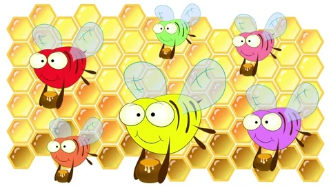 Flying bees on the background of a honeycomb. Stock Footage 148762212