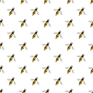 Flying bees creating seamless repeating pattern background 库存插图