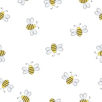 Flying bees seamless pattern background. Illustrazione stock