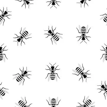 Flying bees seamless pattern background. イラスト素材