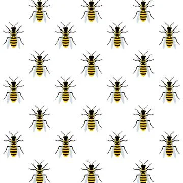 Flying bees seamless pattern background. Stock Illustration