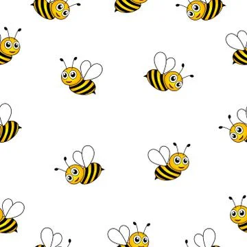 Flying bees seamless pattern background. Illustrazione stock