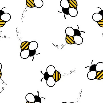 Flying bees seamless pattern background. Stock Illustration