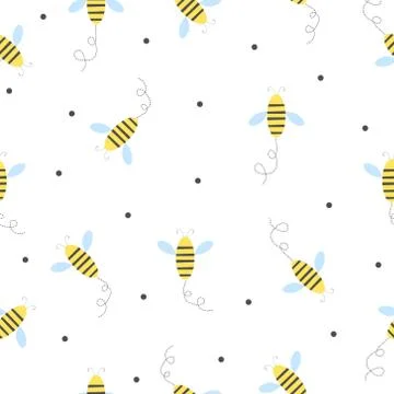 Flying bees seamless pattern background. Stock Illustration