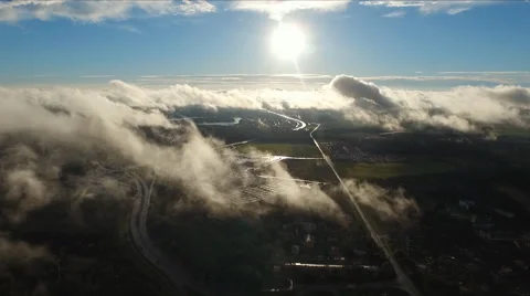 Flying Below The Clouds at clear sky Stock Footage 67500236