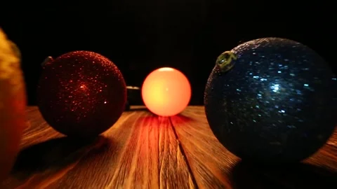 Flying between Christmas balls Stock Footage 141350491