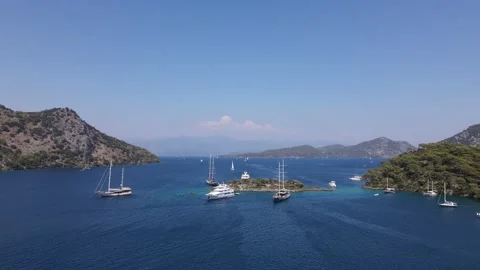 Flying between Islands of Gocek - Turkey Stock Footage 207197641