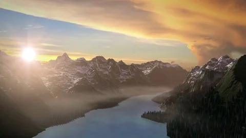 Flying Between Mountains Stock Footage 73379376