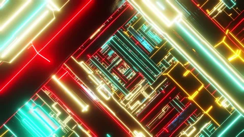 Flying between moving abstract forms. Infinitely looped animation Stock-Footage 205810301