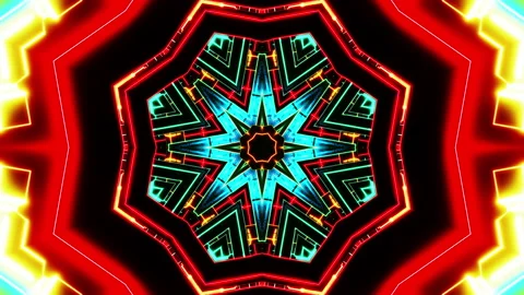 Flying between moving abstract forms. Kaleidoscope VJ loop Stock Footage 207442216