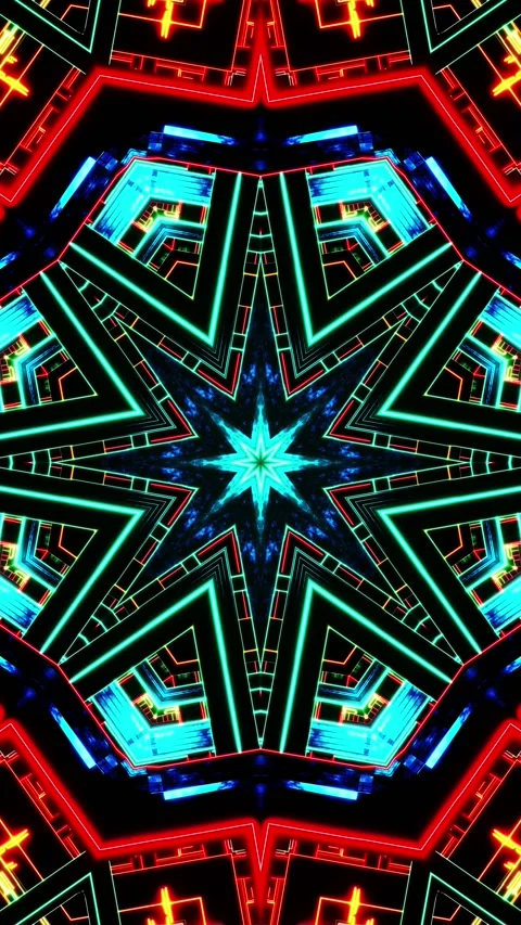 Flying between moving abstract forms. Vertical looped Kaleidoscope video Stock Footage 229460553