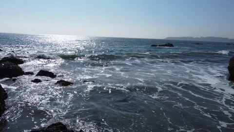 Flying Between Ocean Rocks Video stock 160223659