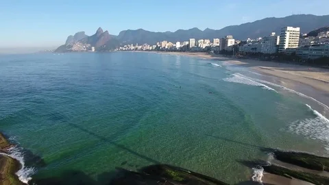 Flying between tourist spots and arriving at surfers Stock Footage 81132224
