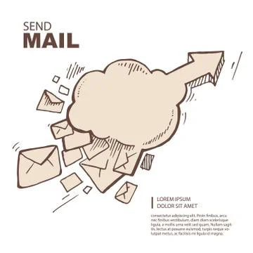 Flying of big letters Stock Illustration