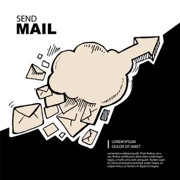 Flying of big letters Stock Illustration