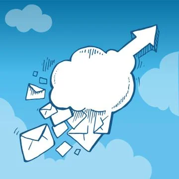 Flying of big letters Stock Illustration