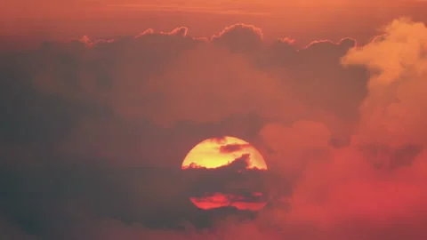 Flying to big sun through the clouds Stock Footage 205221192