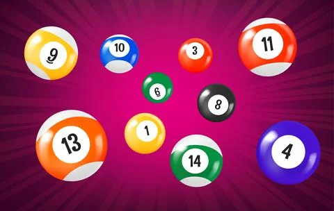 Flying billiard balls. 3d vector illustration Stock-Illustration