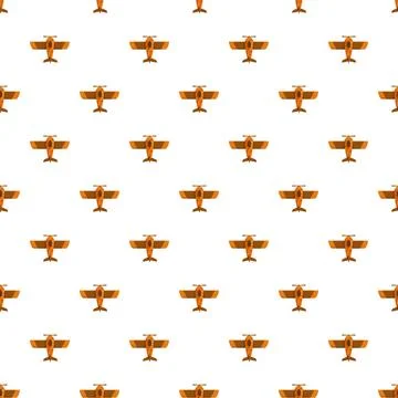 Flying biplane pattern on white background Stock Illustration