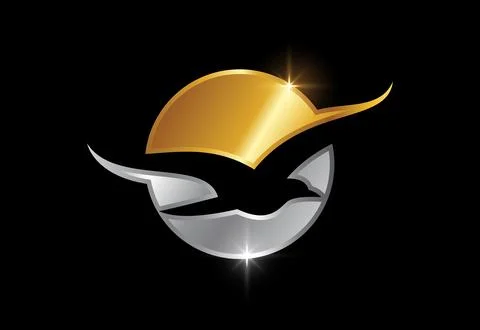 Flying bird into a circle logo, bird logo design Stock Illustration