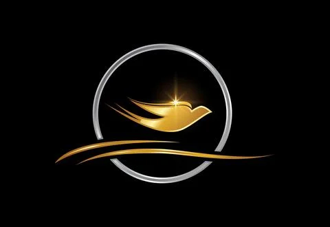 Flying bird into a circle logo, bird logo design Stock Illustration