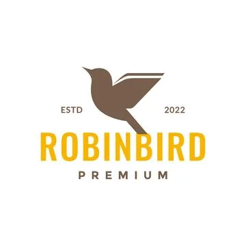 Flying bird flapping wings robin little modern logo design vector icon illu.. Stock Illustration
