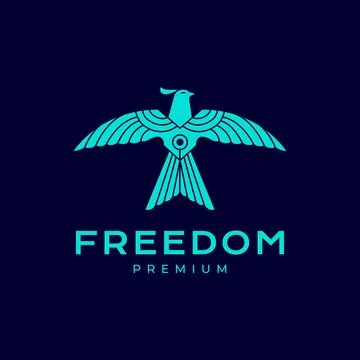 Flying bird freedom horned eagle technology modern geometric logo design vect イラスト素材