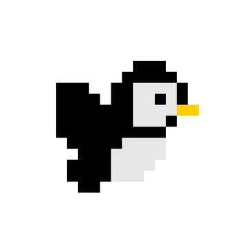 Flying bird pixel pattern. Pixel art vector illustration. 스톡 일러스트