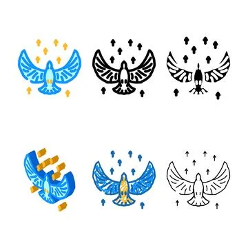 Flying bird progress series color icon vector Illustrazione stock
