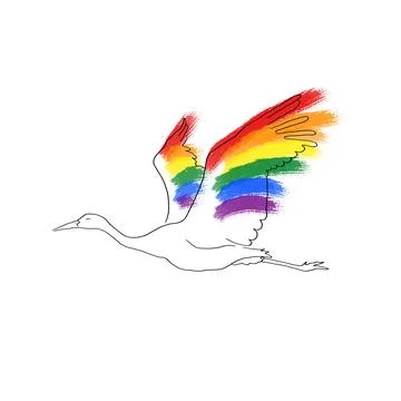 Flying bird with rainbow wings Illustrazione stock