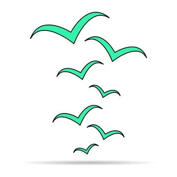 Flying bird shadow design, nature freedom flock sign, vector illustration Stock Illustration