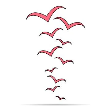 Flying bird shadow design, nature freedom flock sign, vector illustration Stock Illustration