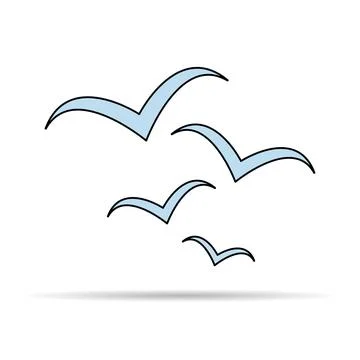 Flying bird shadow design, nature freedom flock sign, vector illustration Stock Illustration