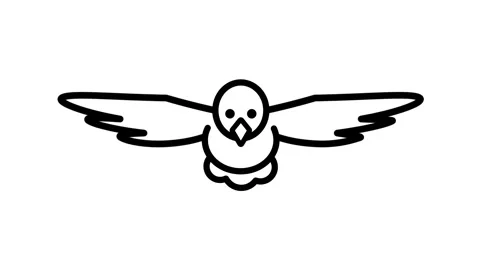 Flying Bird Silhouette Wing Icon Stock Footage 343510682