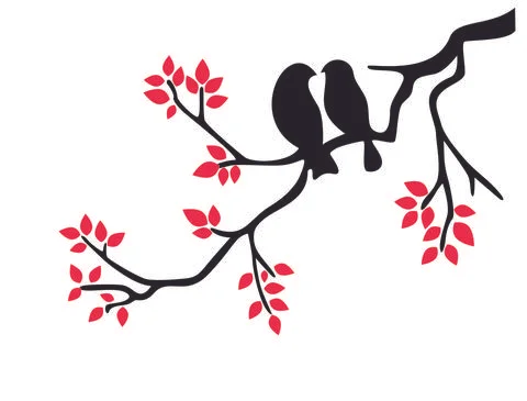 Flying Birds On Branch Vector Stock Illustration
