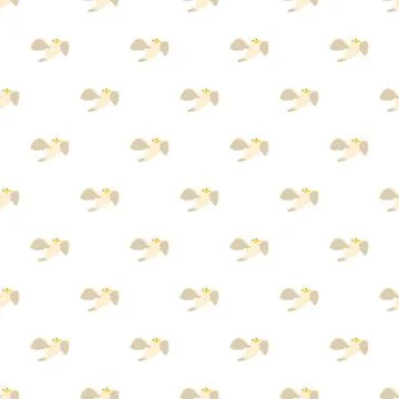 Flying birds creating seamless pattern on white background Stock Illustration