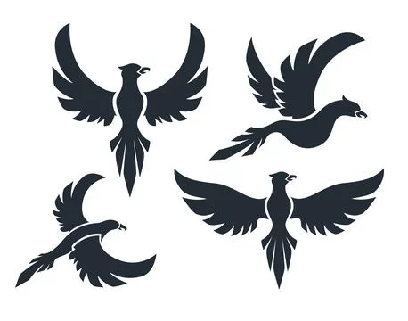 Flying Birds Sign Set, Vector Illustration Illustrazione stock